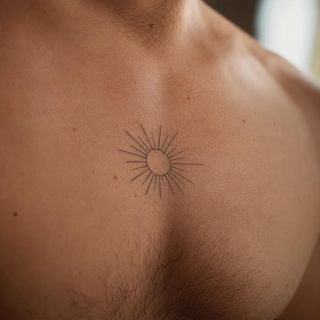 sonne-tattoo strahlende sonne minimalistisch