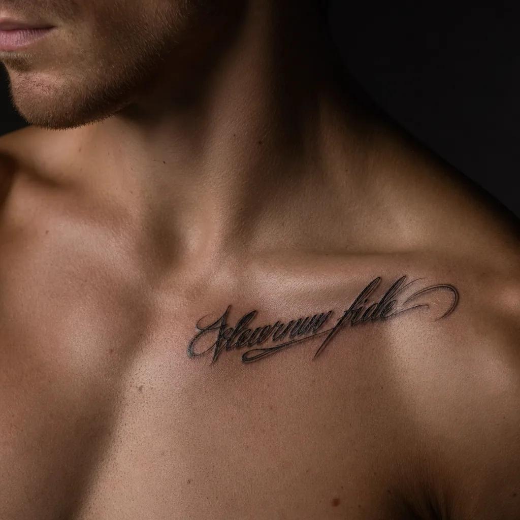 spruch-tattoo realistischer 3d-schriftzug, Foto auf echter Haut