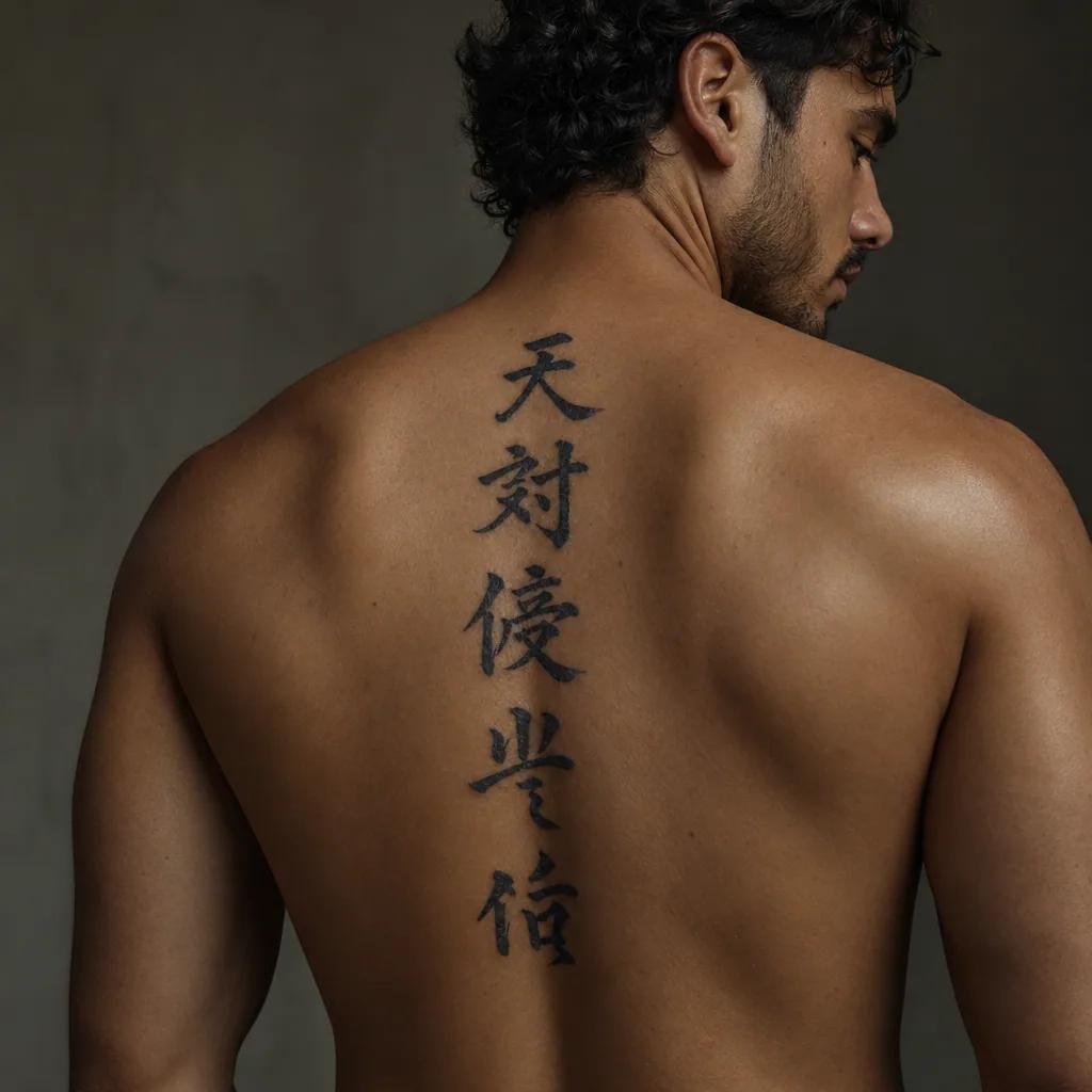 spruch-tattoo japanisches kanji, Foto auf echter Haut