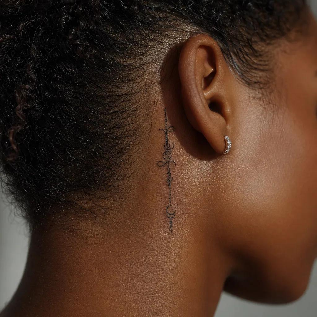 spruch-tattoo elegantes manuskript, Foto auf echter Haut