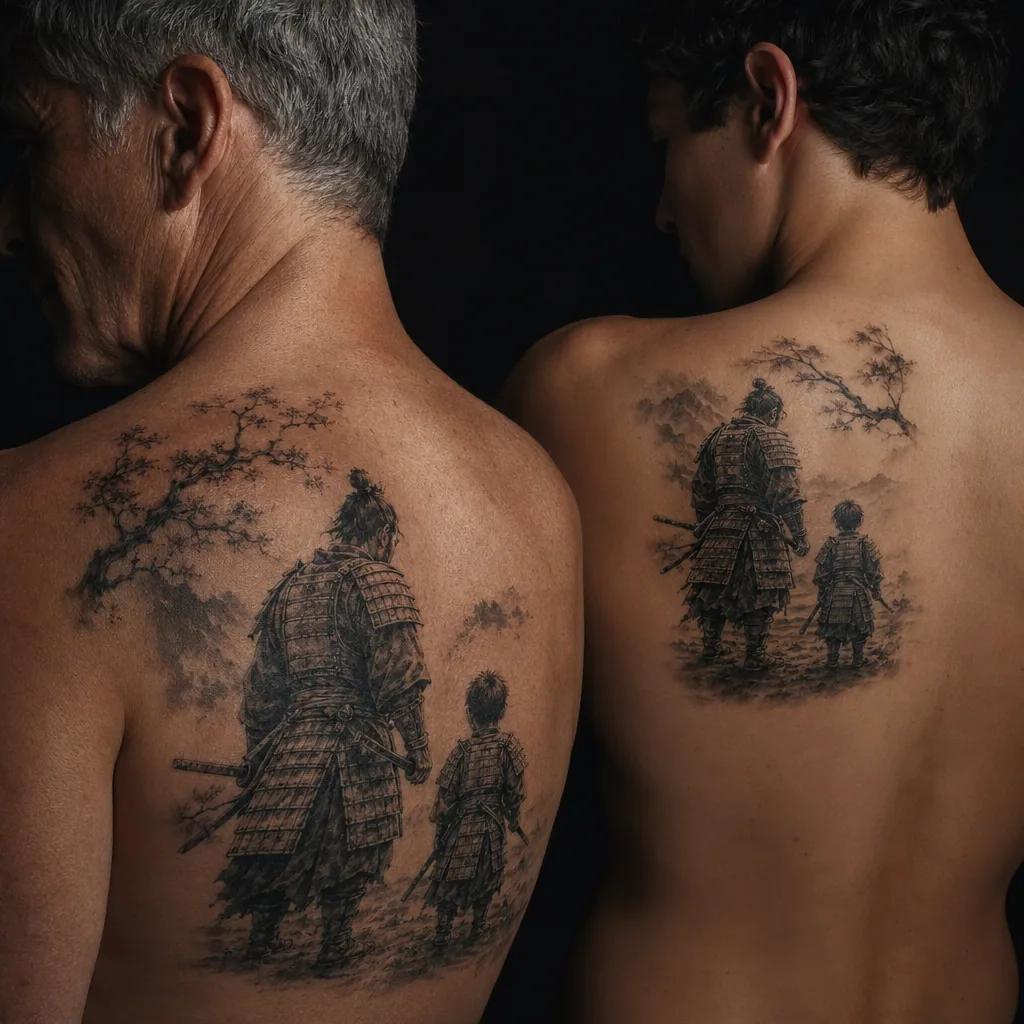 vater und sohn-tattoo realistische hände vater-kind