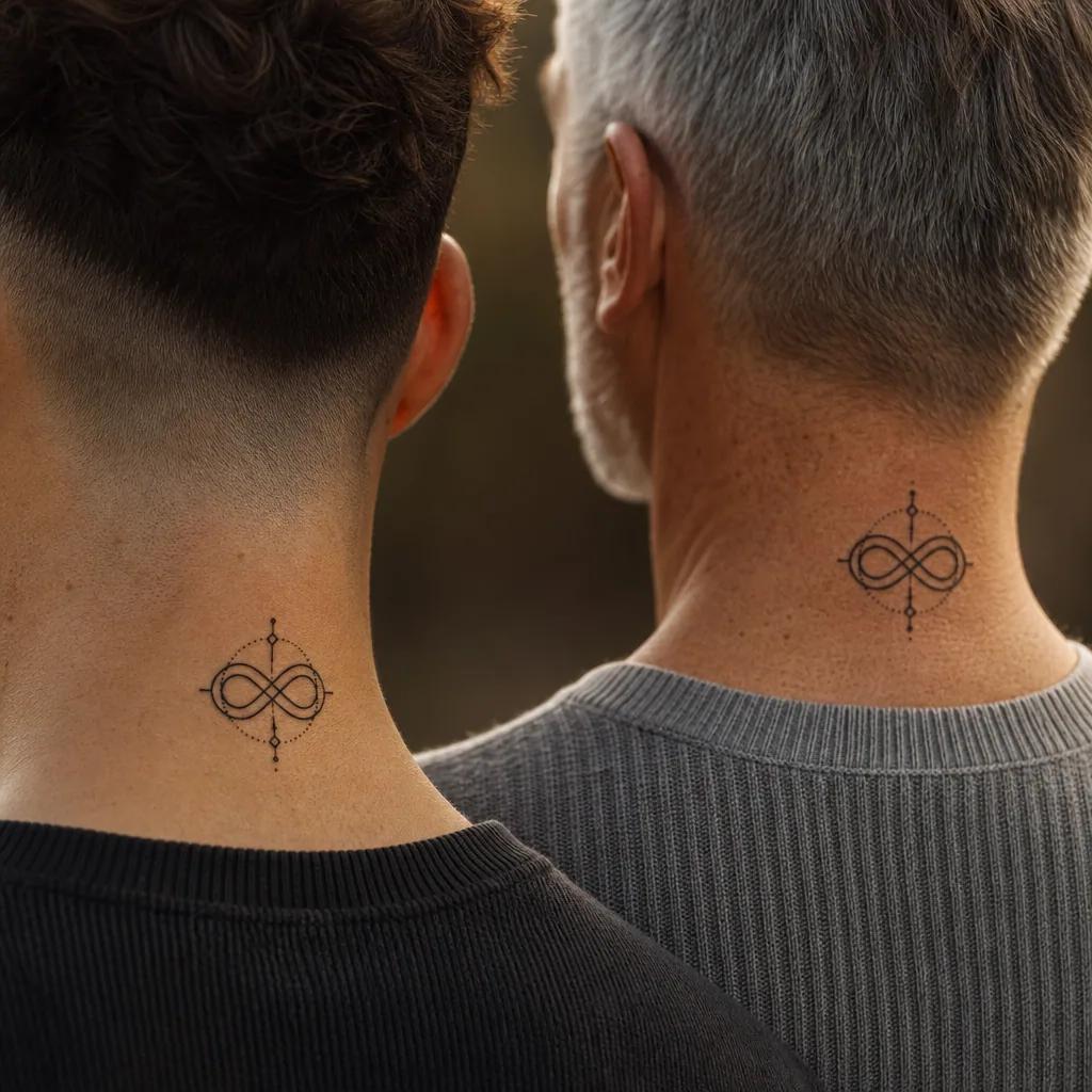 vater und sohn-tattoo löwe und löwenjunges blackwork