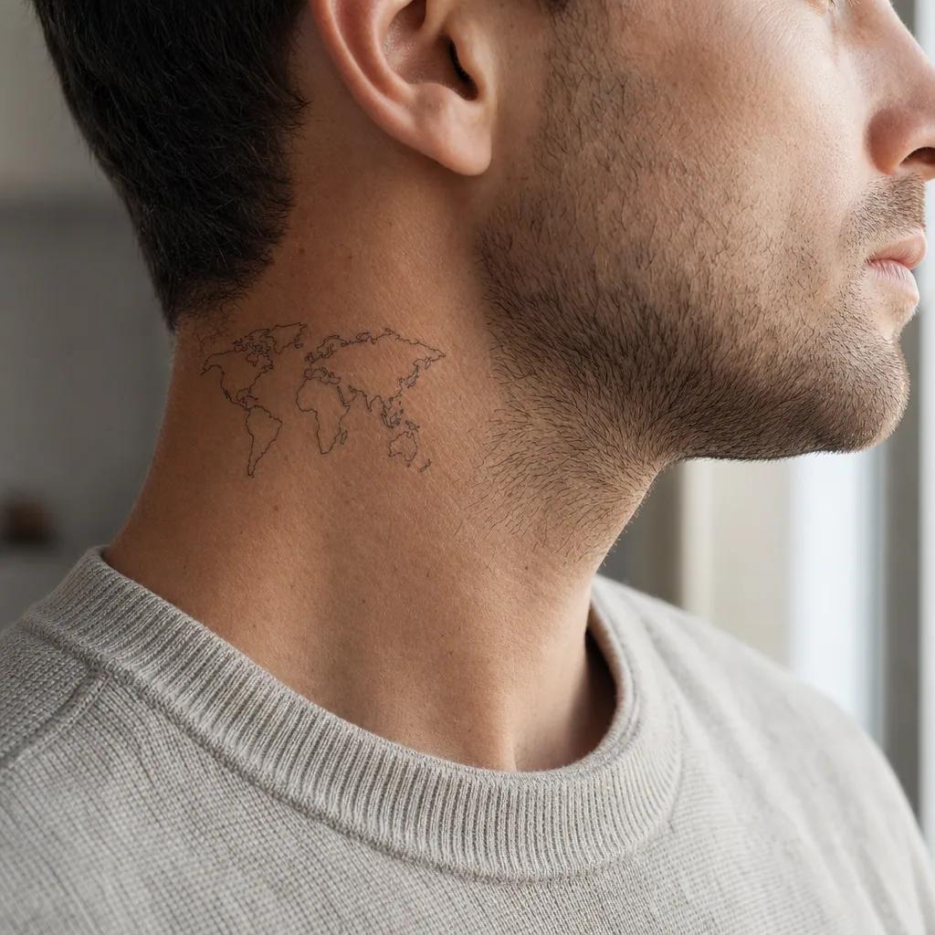 idée tatouage voyage carte du monde fine line