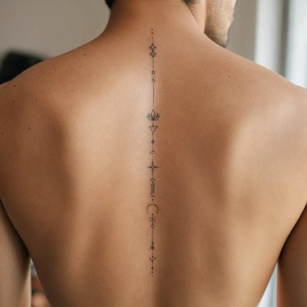 wirbelsäule-tattoo minimalistischer schriftzug, Foto auf echter Haut
