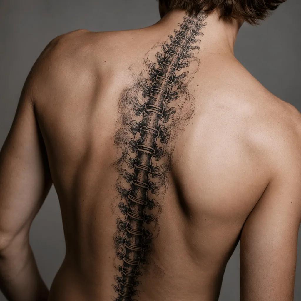 wirbelsäule-Tattoo-Idee, Foto auf Haut
