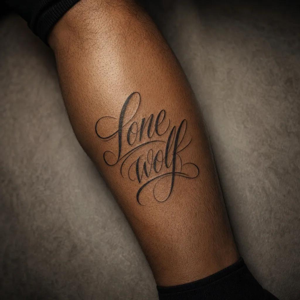wolf-tattoo lettering 'lone wolf'
