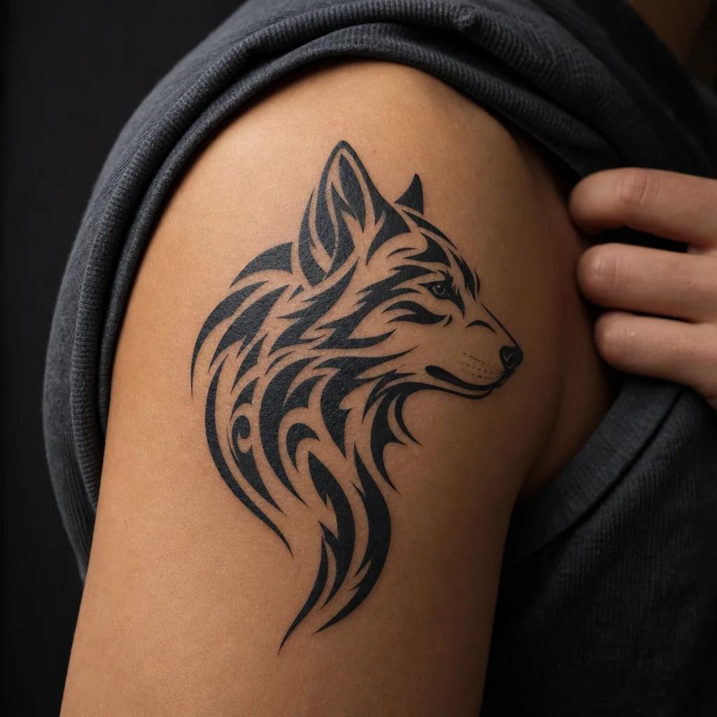wolf-tattoo moderner tribal-wolf