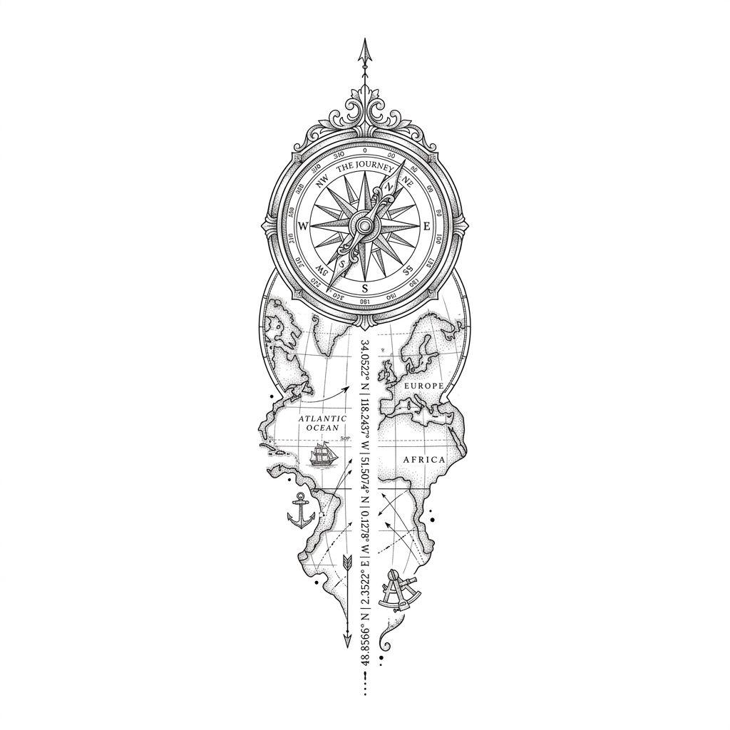 unterarm mann-tattoo fineline-schatzkarte