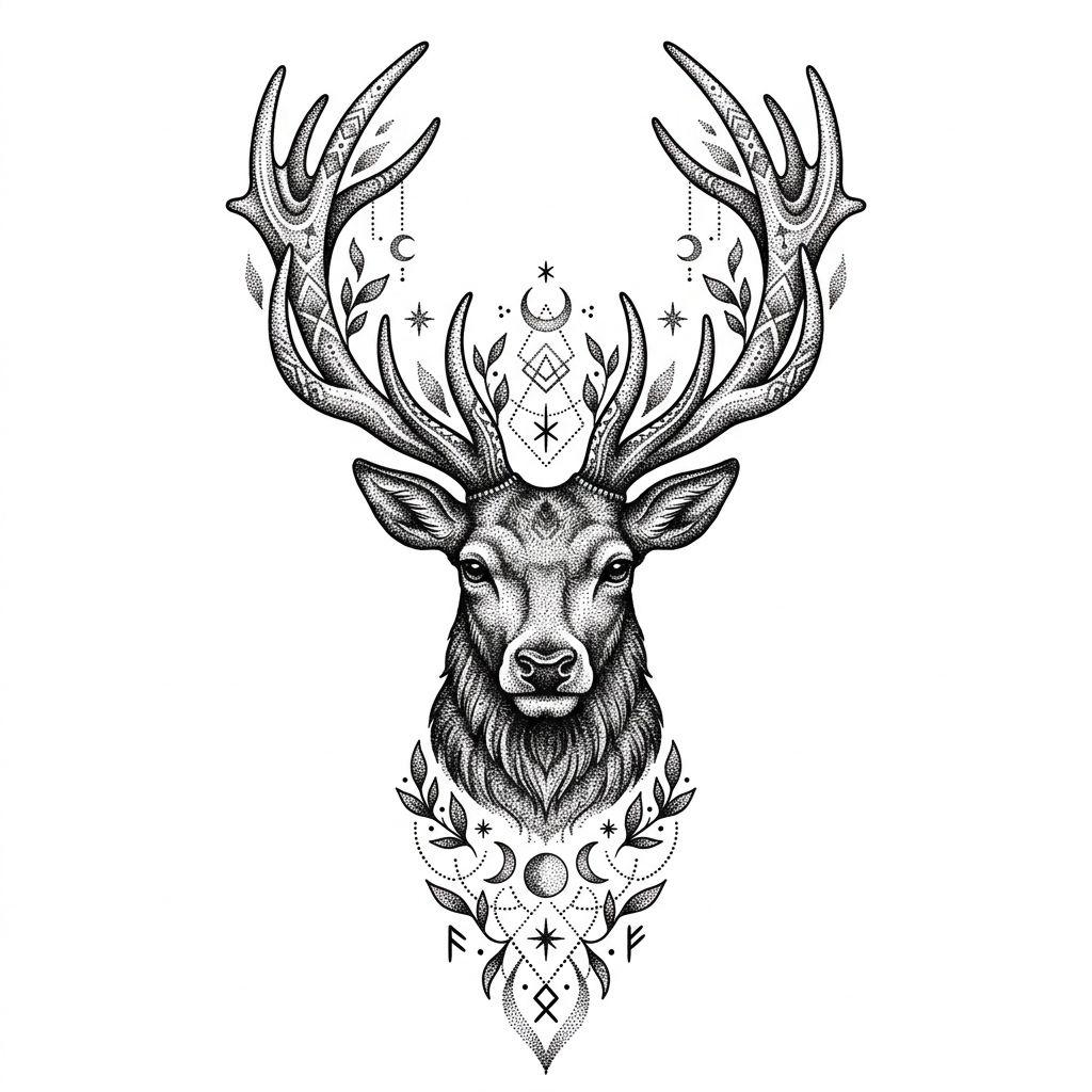 unterarm mann-tattoo dotwork-hirsch