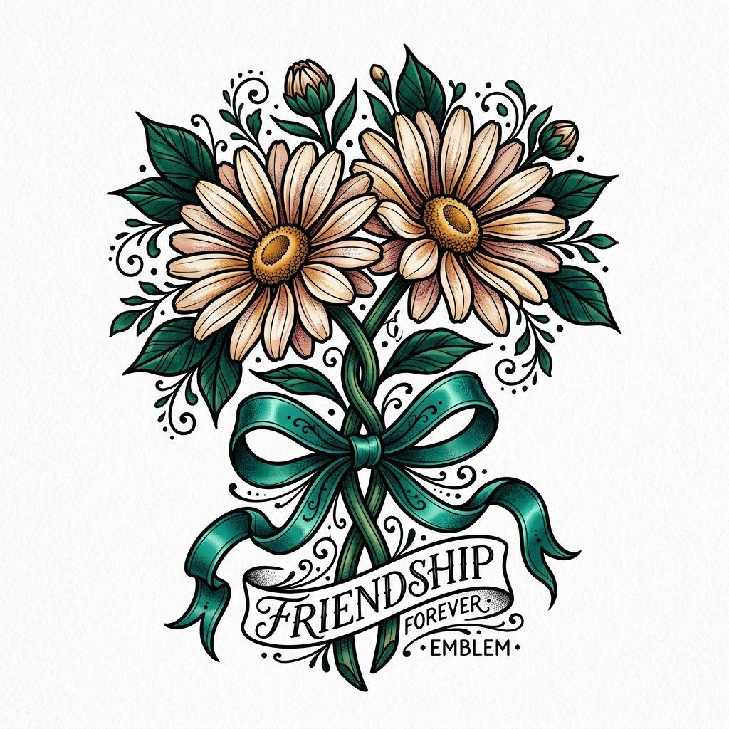beste freundin-tattoo margeriten neo-traditional