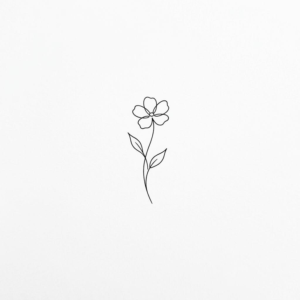 blume-tattoo minimalistischer blütenstängel