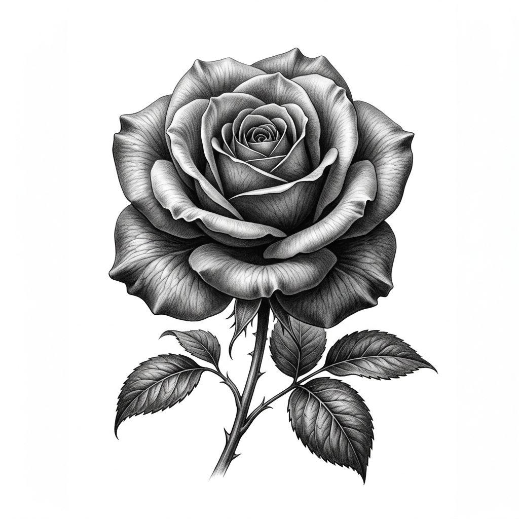 blume-tattoo realistische botanische rose