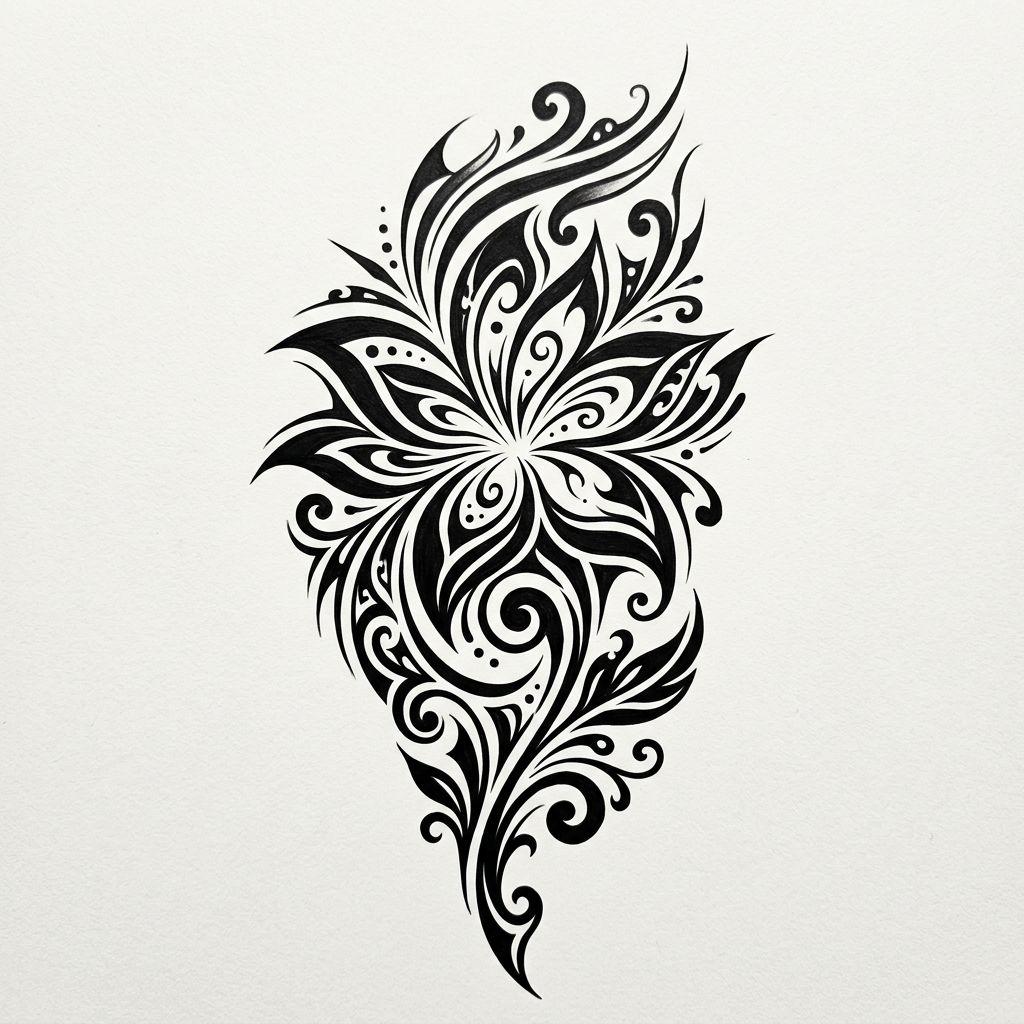 blume-tattoo moderne tribal-blume