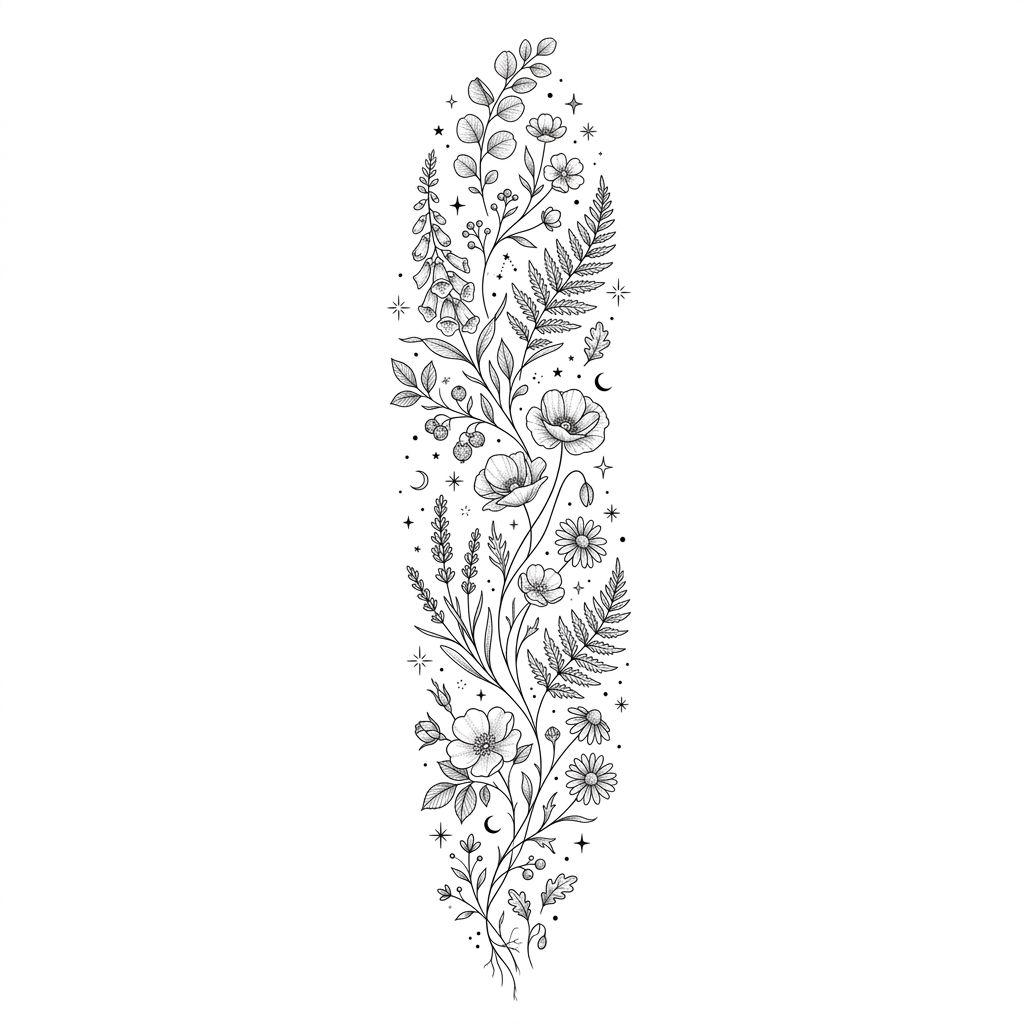 arm-tattoo fineline blumen-sleeve