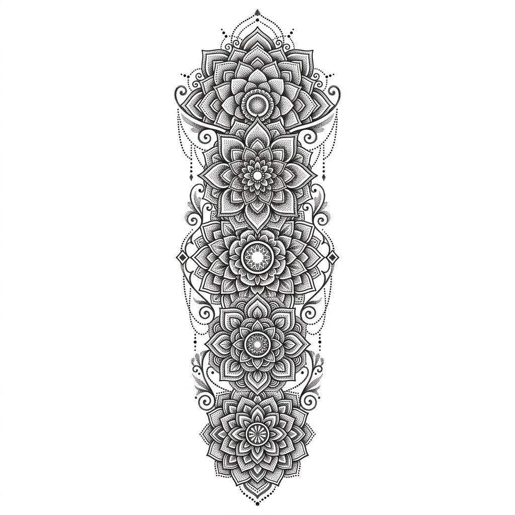 arm-tattoo dotwork mandala-sleeve