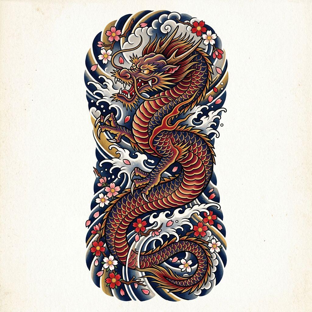 arm-tattoo japanische drachen-sleeve