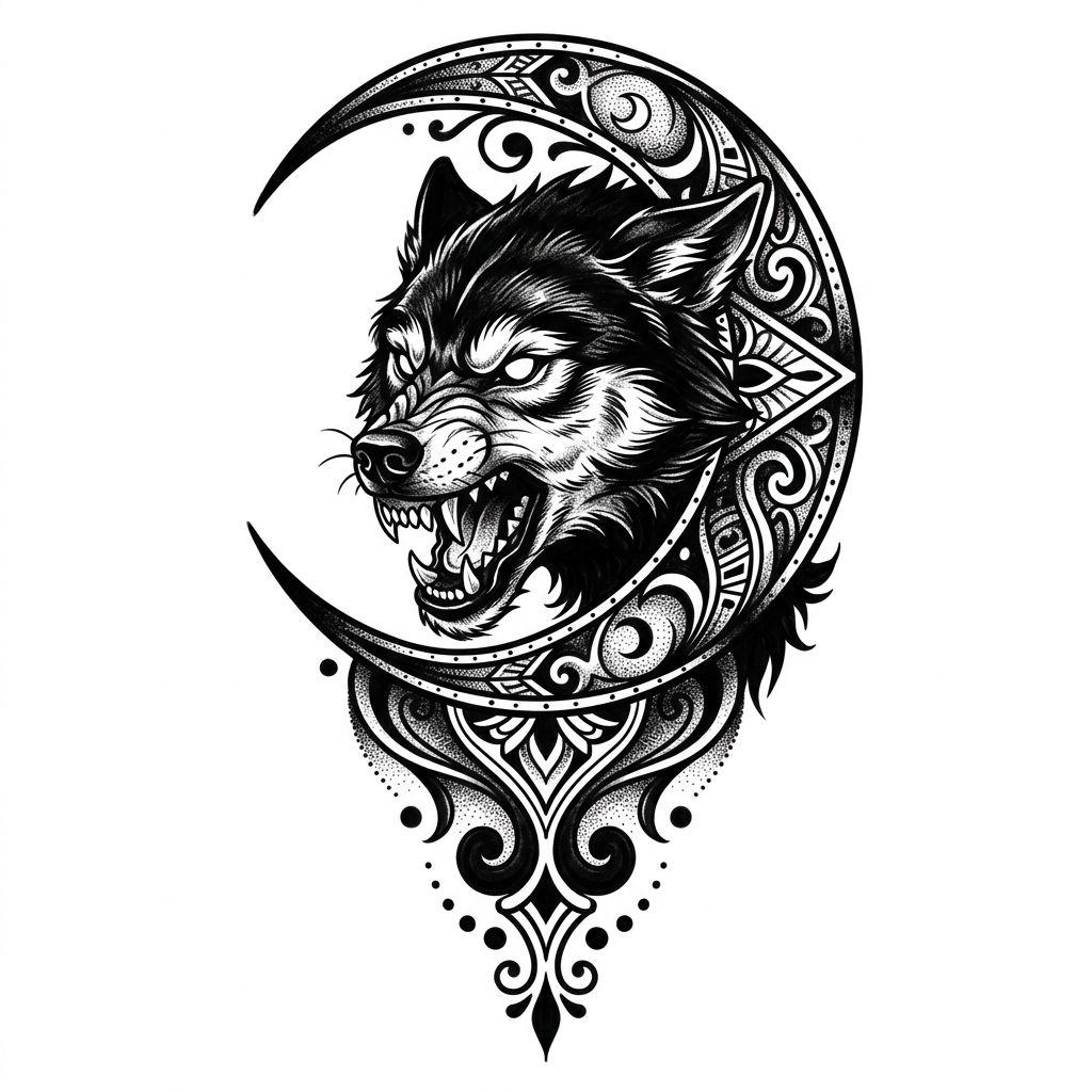 arm-tattoo kraftvoller wolfskopf