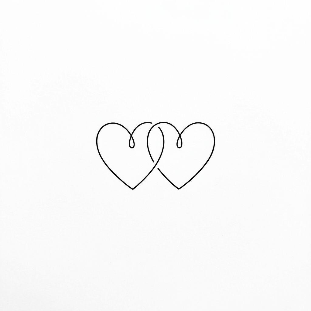 idée tatouage couple cœurs minimalistes