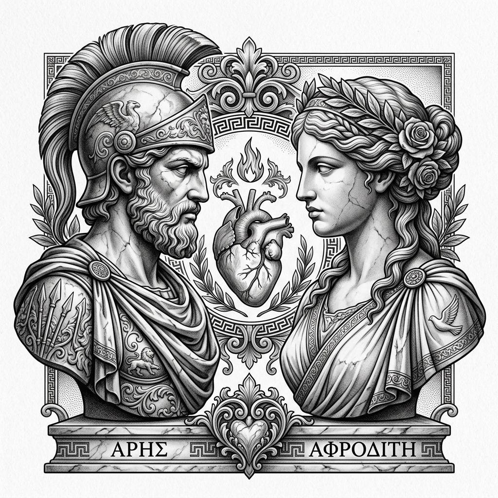 idée tatouage couple arès et aphrodite
