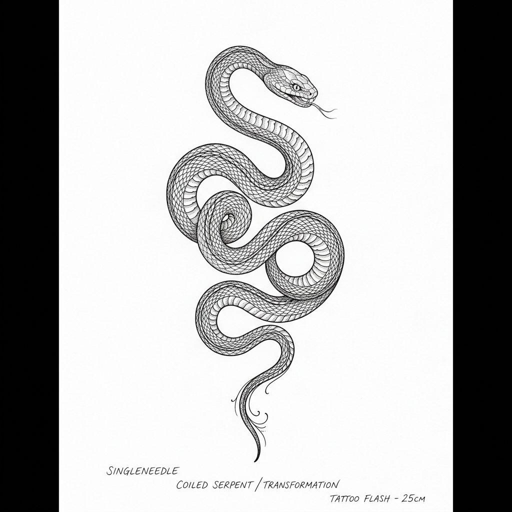 oberschenkel-tattoo fineline schlange
