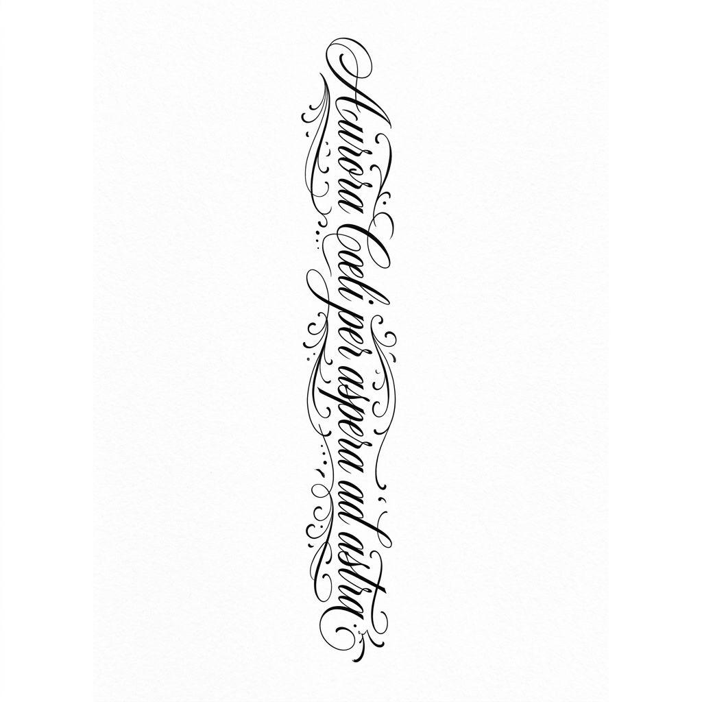 oberschenkel-tattoo langes schreibschrift-lettering