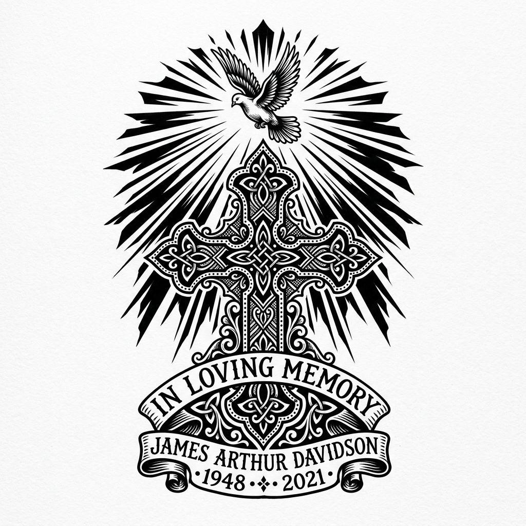 idée tatouage deuil croix blackwork