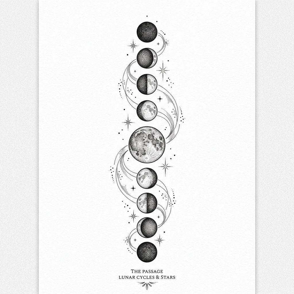 idée tatouage deuil phases lunaires deuil