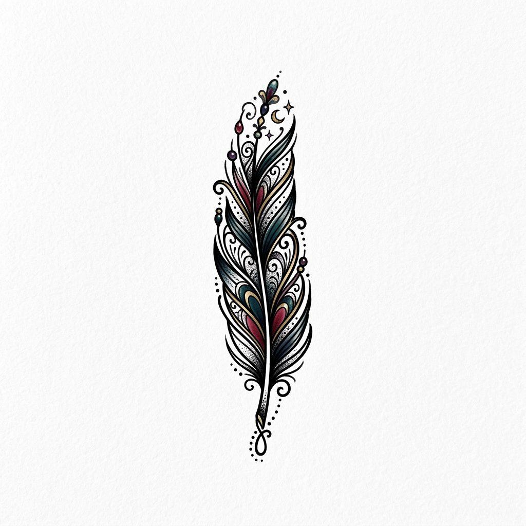 finger-tattoo neo-traditional feder