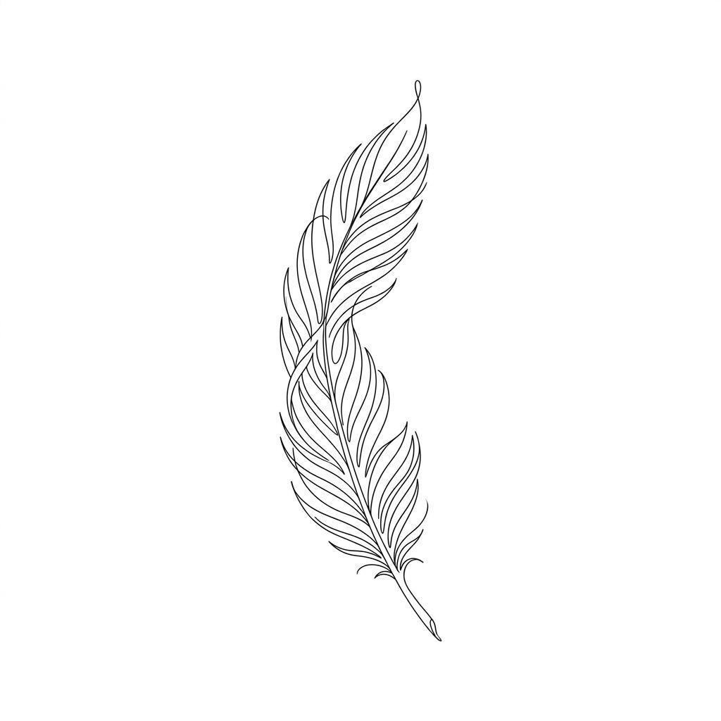 rücken-tattoo minimalistische feder vertikal