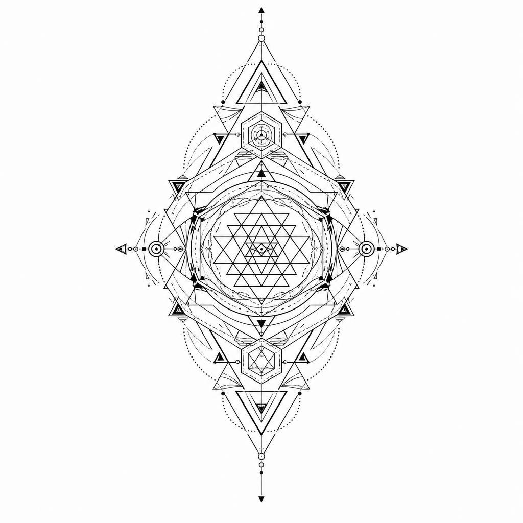 rücken-tattoo geometrisches mandala mittig