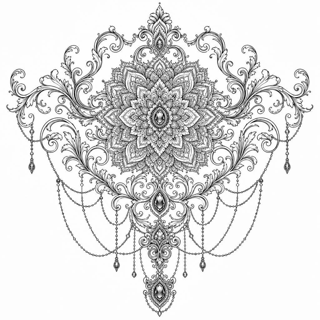 rücken-tattoo ornamentales spitzen-mandala