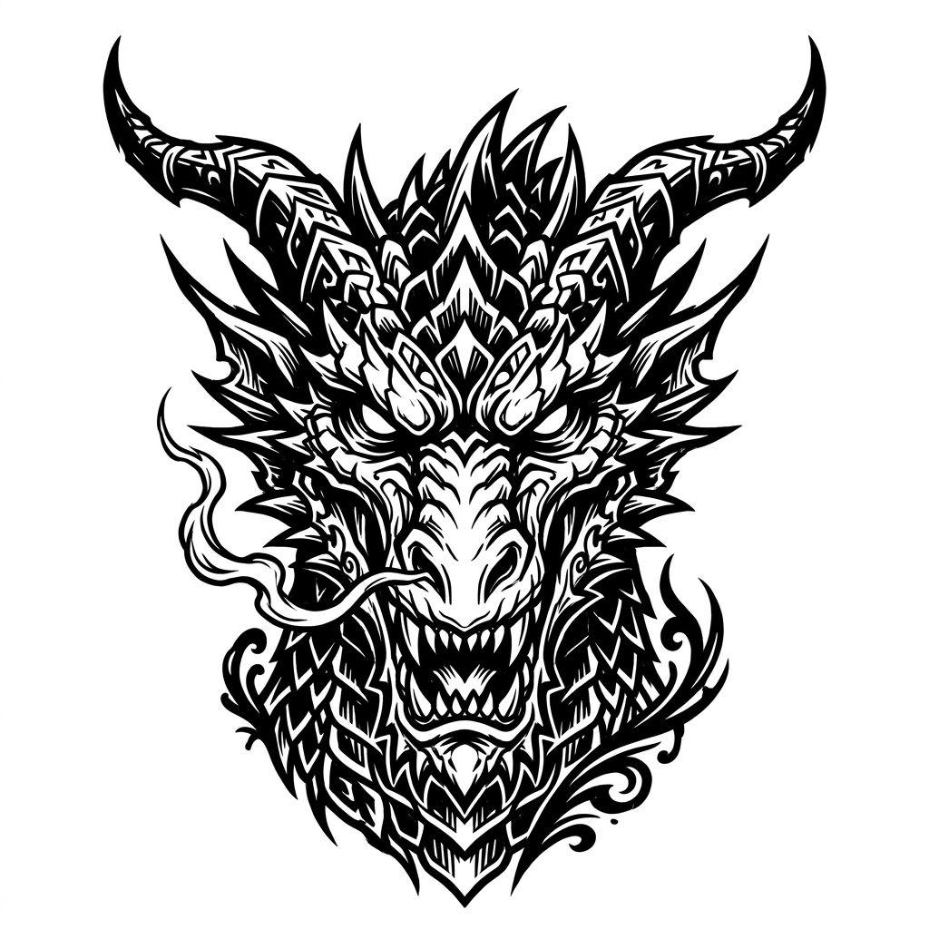 drache-tattoo drache blackwork düster