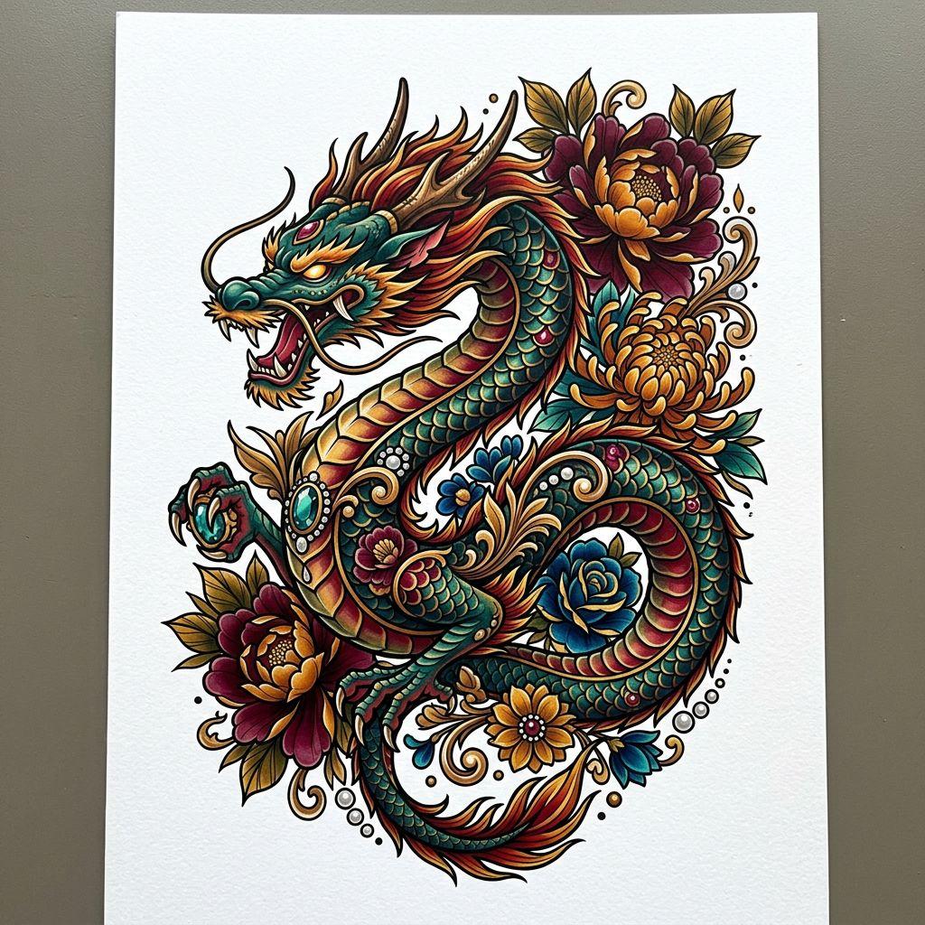 drache-tattoo drache neo-traditional reich