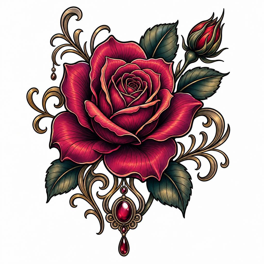 schulter-tattoo neo-traditional rose