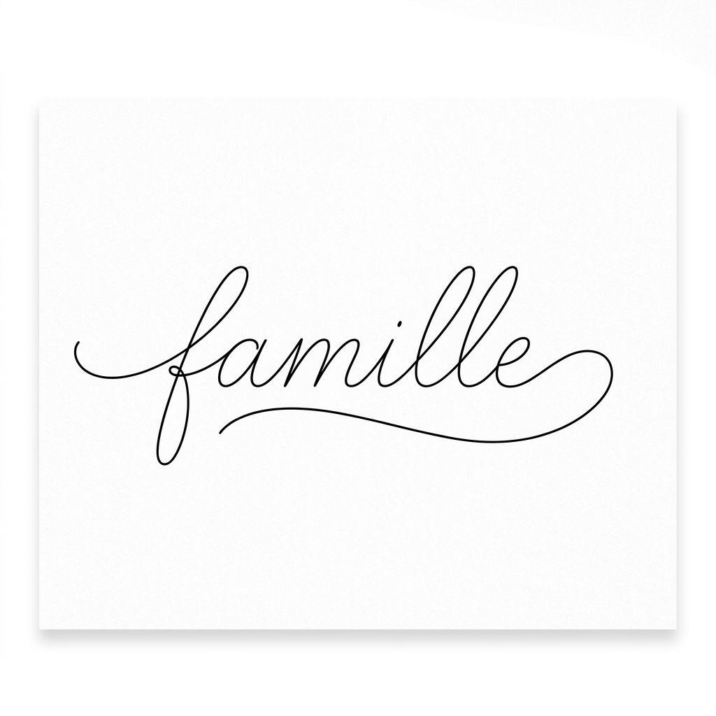 familie-tattoo wort familie minimalistisch, Vorlage auf weißem Hintergrund