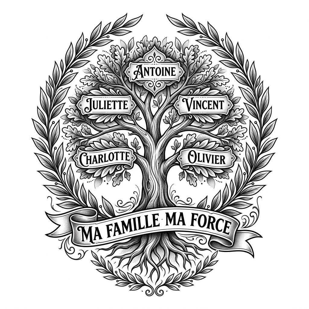 familie-tattoo premium-hommage familie, Vorlage auf weißem Hintergrund