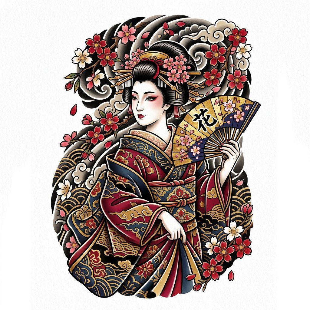 frau-tattoo japanische geisha