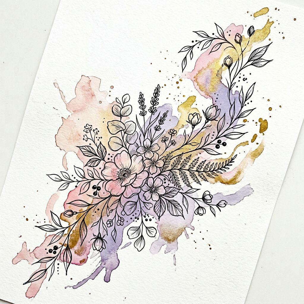 frau-tattoo abstrakter watercolor