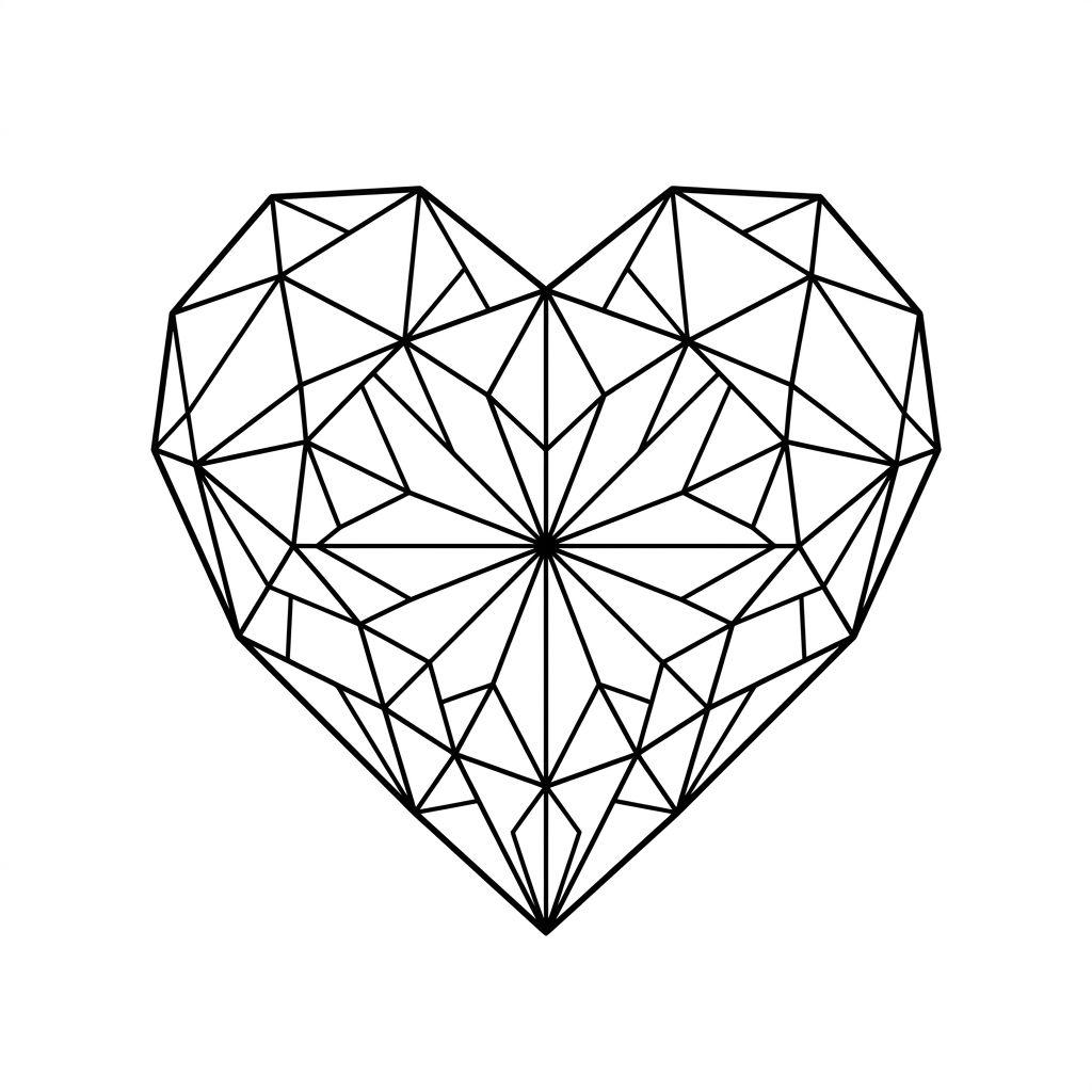herz-tattoo herz geometrisch facettiert