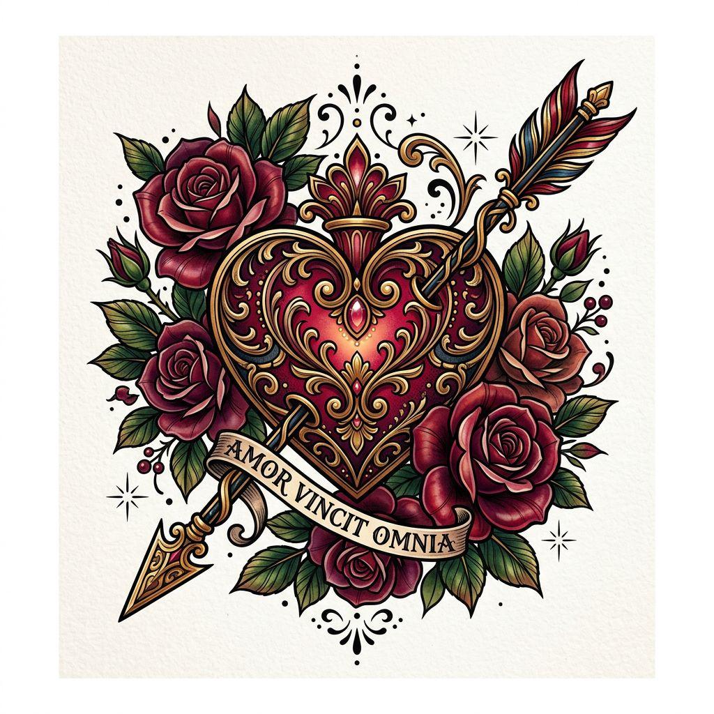 herz-tattoo herz neo-traditional ornamental