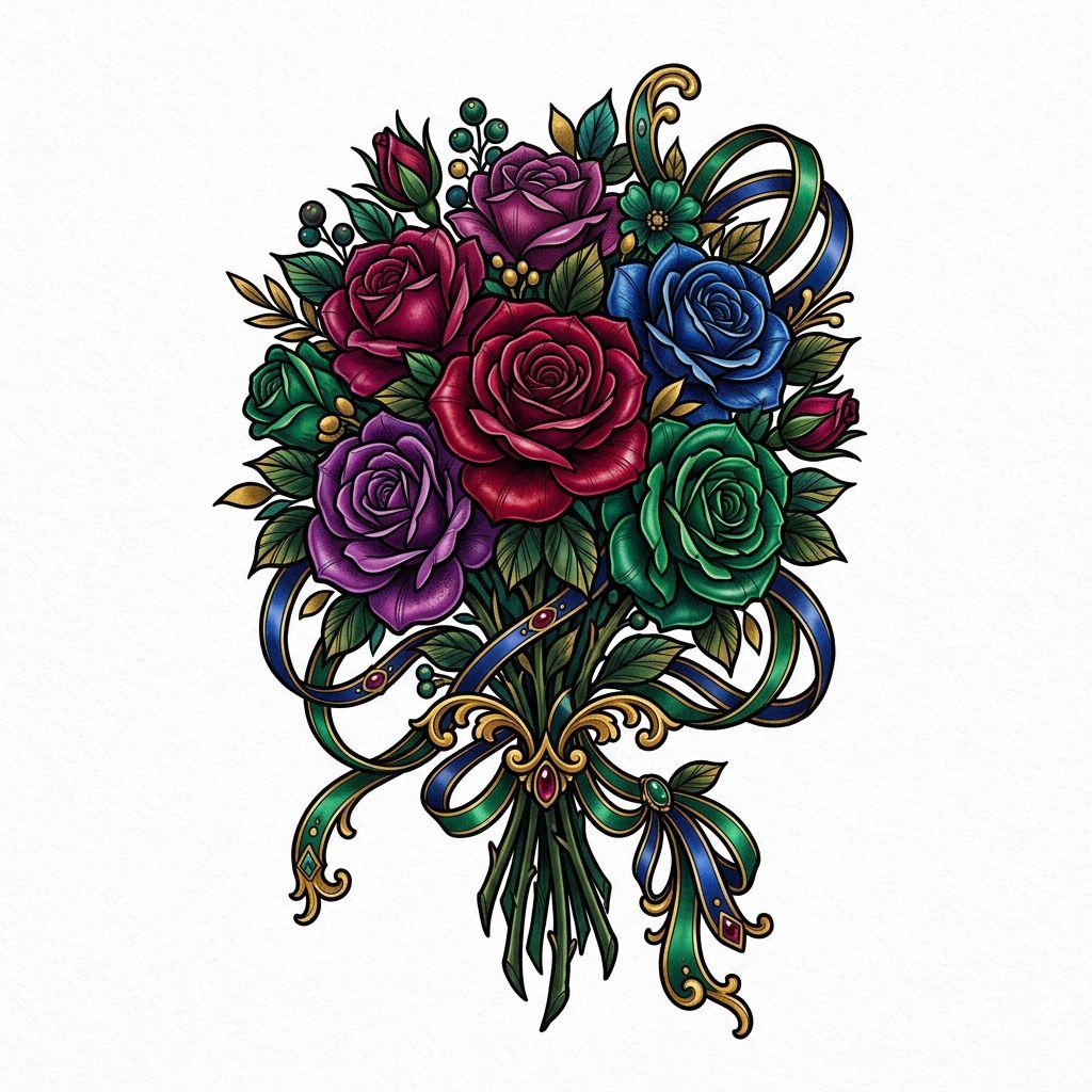 hochzeit-tattoo hochzeitsrosen neo-traditional