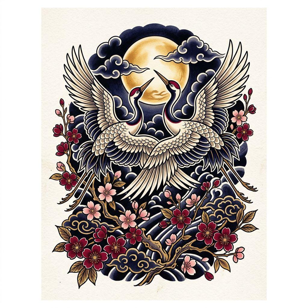 hochzeit-tattoo japanische kraniche zur hochzeit