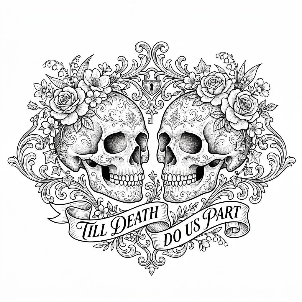 hochzeit-tattoo gekrönte totenköpfe zur hochzeit