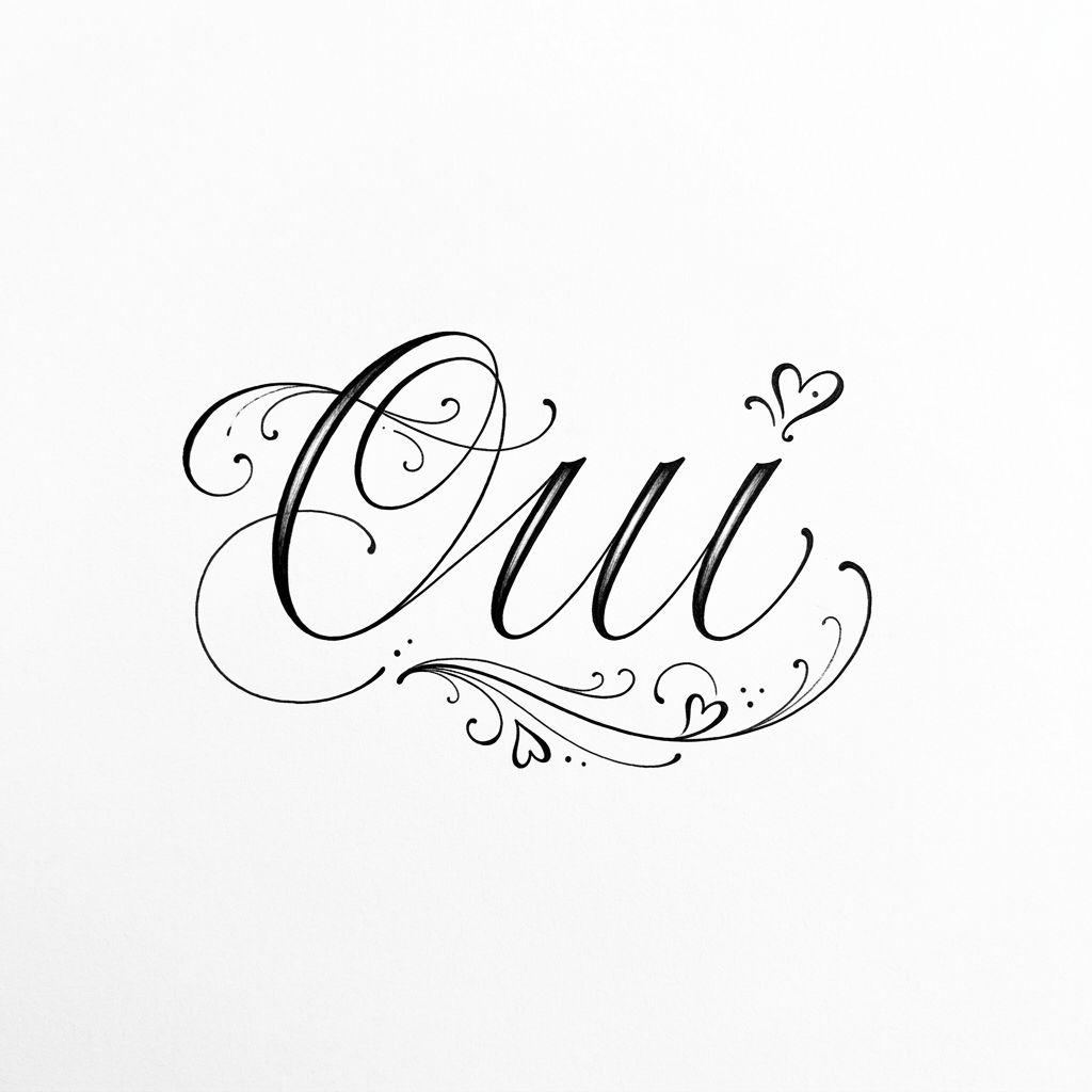 hochzeit-tattoo lettering "ja" in kursive