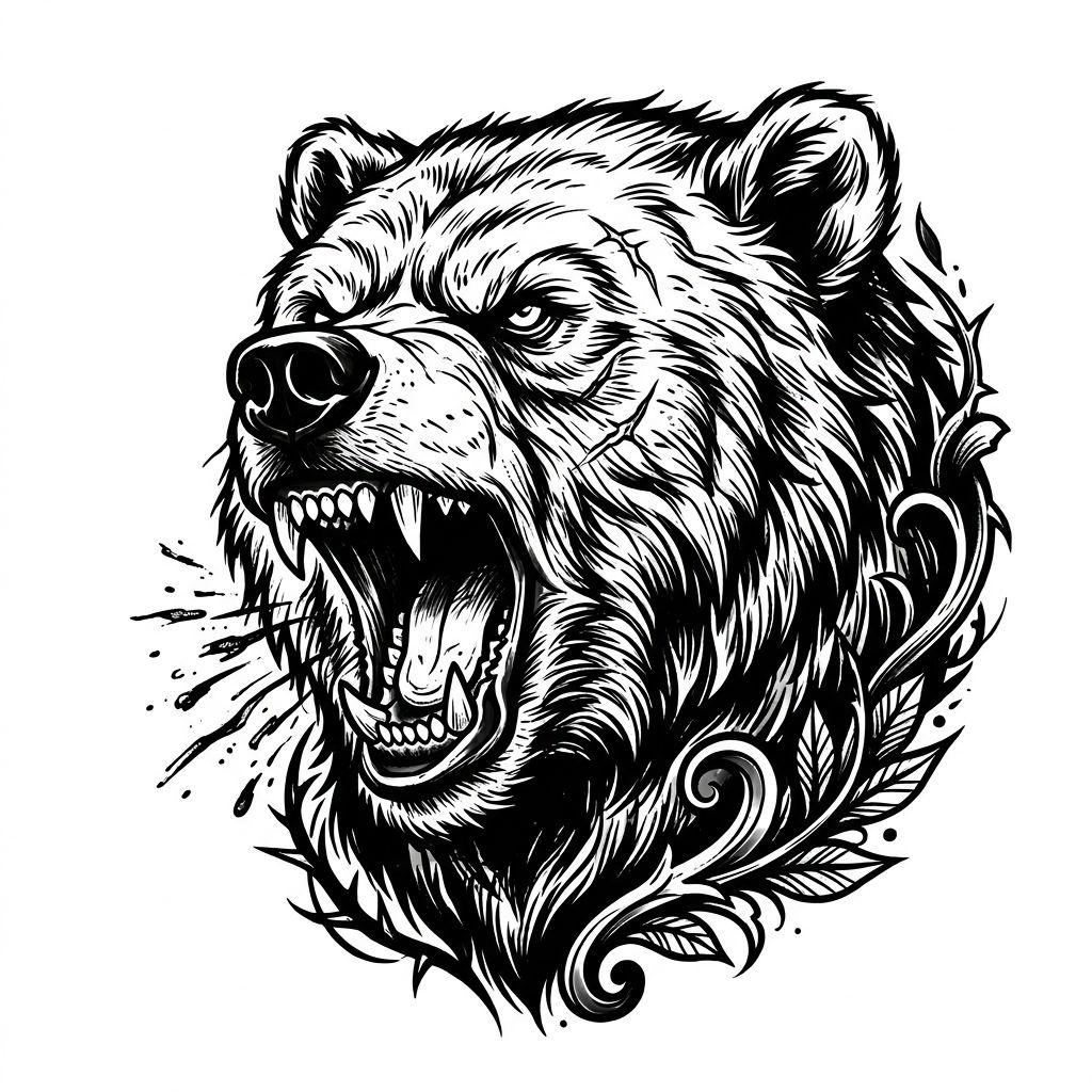 mann-tattoo grizzly-bär