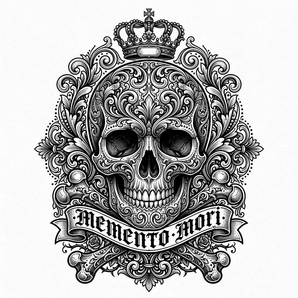 mann-tattoo ornamentaler totenkopf