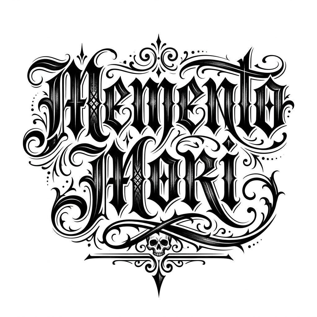 mann-tattoo memento-mori-lettering