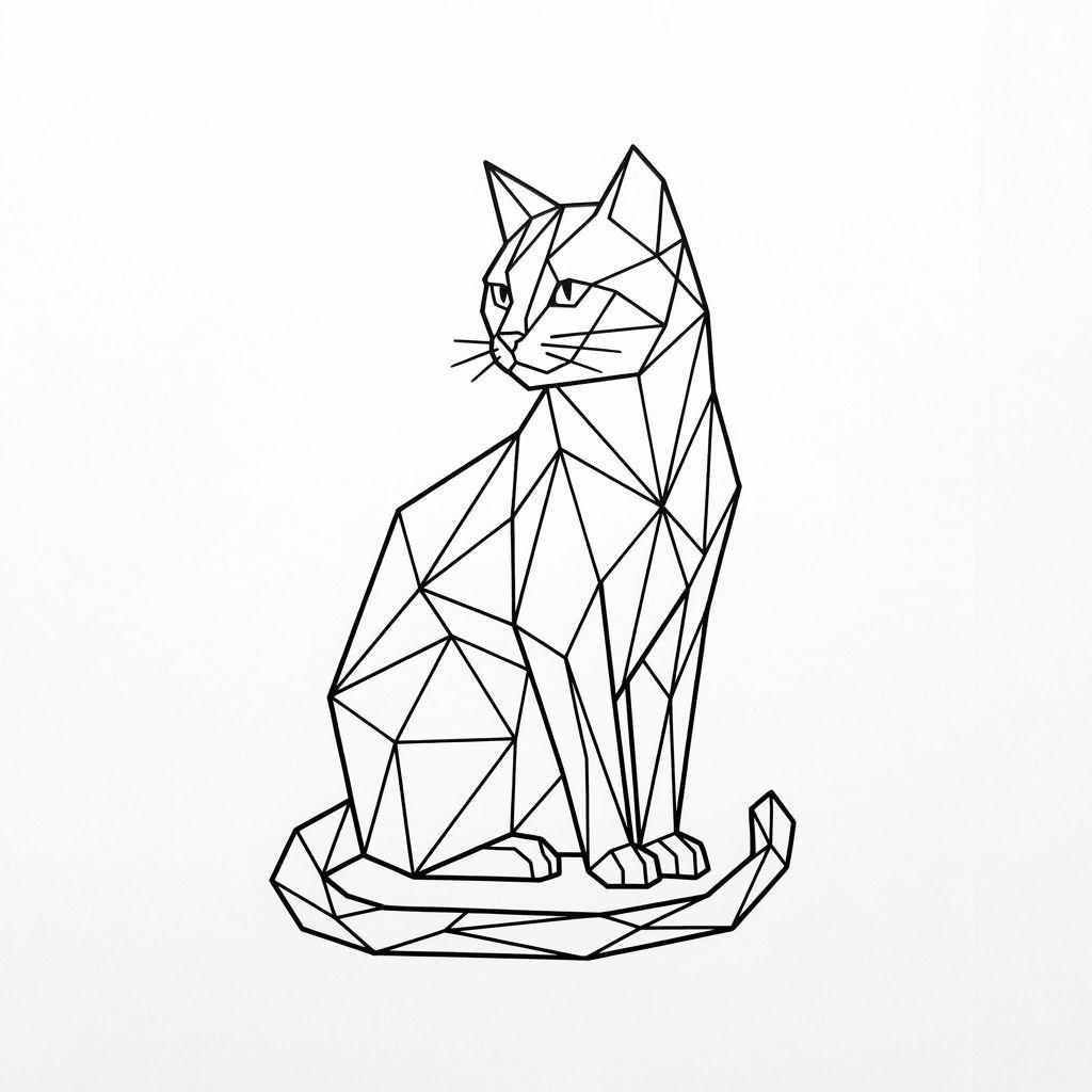 katze-tattoo geometrische katze mit facetten