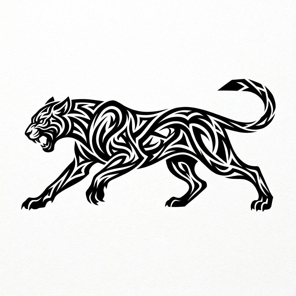 katze-tattoo moderne tribal-katze