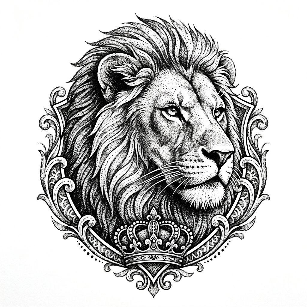 löwe-tattoo dotwork löwe